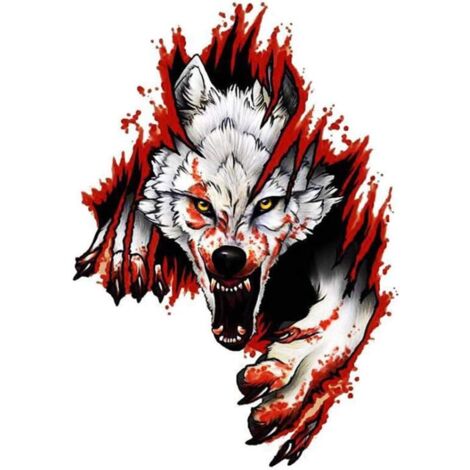 3D Wolf Head Sticker 3D Car Sticker Angry Wolf Funny Motorcycle Accessories PVC 18x25cm