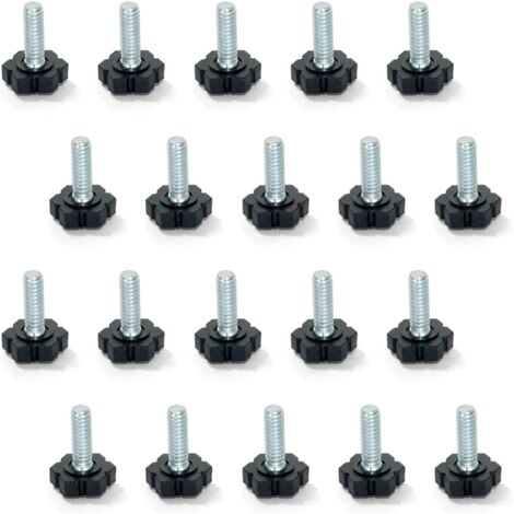 Leveling Feet for Furniture, M6 x 20 mm Thread, 20 Pieces, Black/Silver (1/5)