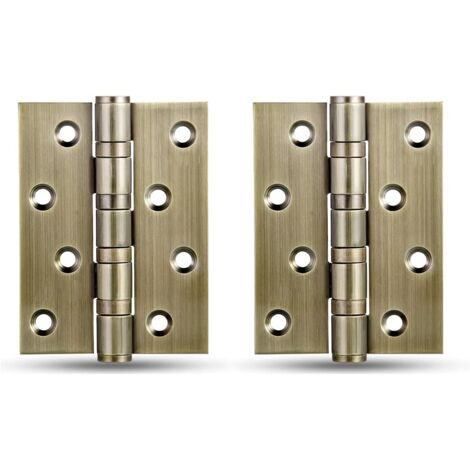 Pack of 2 hinges, window hinges, cabinet door hinges, screw connectors, stainless steel ball bearings with screws (bronze, 100 x 75 mm) (1/4)
