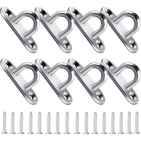 Eyelet pad, eyelet plate made of stainless steel, with 16 screws and plastic caps, load capacity up to 40 kg, perfect for hanging flower pots and fences (8 pieces, M5) (1/5)