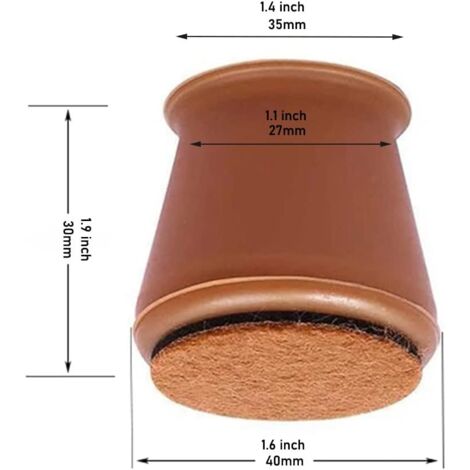 Chair Leg Protector, Chair Leg Cover, Chair Leg Cap, Chair Pad, Silicone with Felt Pads, Non-Slip, Scratch Resistant, Applicable Furniture Feet 30-45mm, 16pcs