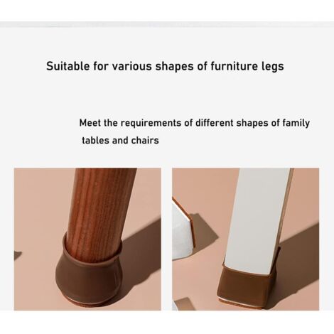 Chair Leg Protector, Chair Leg Cover, Chair Leg Cap, Chair Pad, Silicone with Felt Pads, Non-Slip, Scratch Resistant, Applicable Furniture Feet 30-45mm, 16pcs