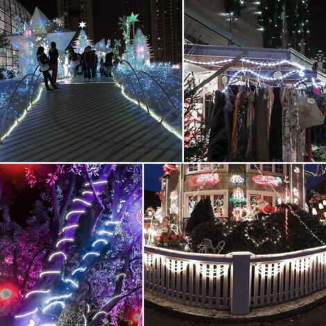 100 LED Solar String Lights, Waterproof 39ft/12m Outdoor Copper Wire Tube Rope String Lights for Christmas Garden Yard Pathway Fence Tree Backyard (White)