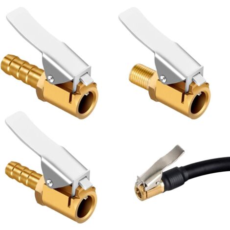 3pcs Brass Inflator Nozzle Air Pump Clip Inflator Valve Connector Car Tire Valve Adapter for Car or Truck Tires 3 Models (M8 Thread 6mm 8mm)