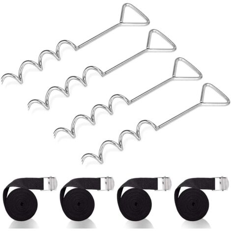 Trampoline anchor set, robust trampoline anchor set, ground anchor set with 4 pegs and straps (1/5)