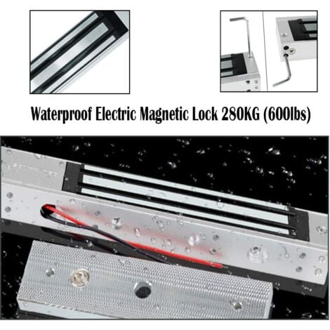 12V Waterproof Electric Magnetic Electromagnetic Door Lock 280kg 600lbs for Access Control System Magnetic Door Lock with Holding Force Outdoor Indoor