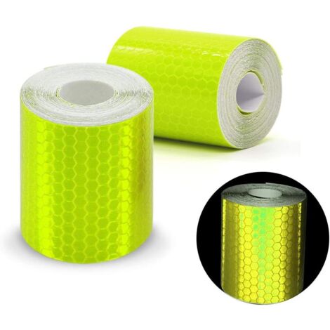 Pack of 2 rolls 3 m x 50 mm self-adhesive vinyl tape, high intensity prismatic reflection, safety/marking tape, yellow (1/5)