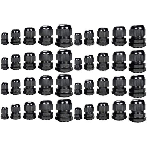 Gebildet 40Pcs Cable Gland, PG9 Plastic IP68 Waterproof Adjustable 4.0-8mm Cable Gland Joint With Gaskets, M16*1.5 Wire Connector, Wire Protector (Black