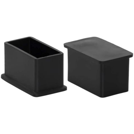 Pack of 16 Rectangular PVC End Caps - Flexible for Chair / Table Legs, 20mm x 40mm (13/16" x 1-9/16"), Black