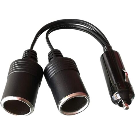 1 to 2 Cigarette Lighter Extension Cable, Car Cigarette Lighter Socket Male to Female, DC 12V 24V Splitter Adapter 1 to 2 Splitter with LED Lights, Male Socket with Fuse (1/4)