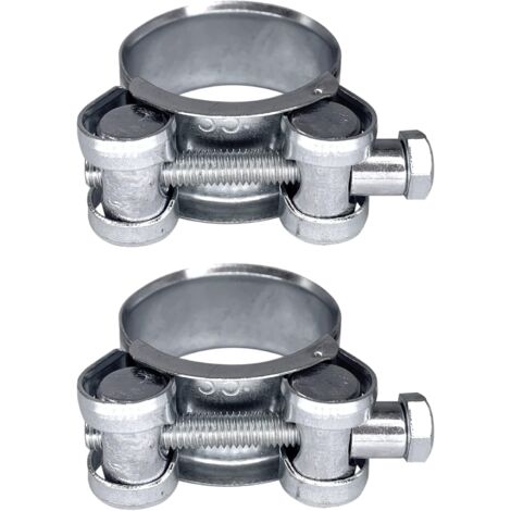 Pack of 2 reinforced hose clamps for galvanized steel pipes 32–35 mm (1/5)
