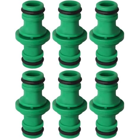 6pcs Double Pipe Connectors, Double Male Hose Connector, Plastic Hose Connectors for Connecting Garden Hoses (Green) (1/4)