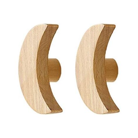 Wall Coat Rack for Kids, Wooden Wall Hooks, Wall Coat Rack for Hanging Bags, Towels and Coats, Scandinavian Decoration, Modern Design (Moon, Set of 2) (1/5)