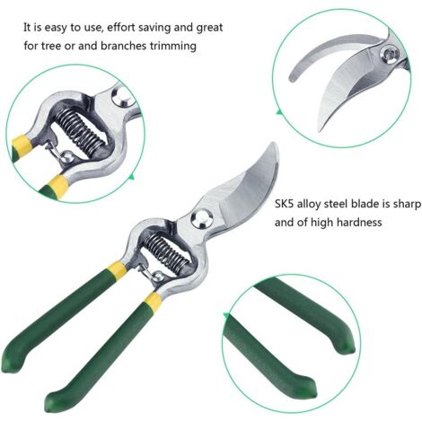 Professional Garden Shears, Pruning Shears, Japanese SK-5 Steel Blade with Needle, Ergonomic Non-Slip Handles, Tree Pruner, Garden Shears, Hand Shears, Bypass Garden Shears