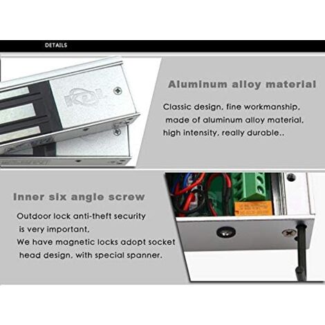 Magnetic Electric Lock, 60kg 135lbs Electromagnetic Lock for Access Control System, DC 12V Magnetic Door Lock, Outdoor and Indoor Security
