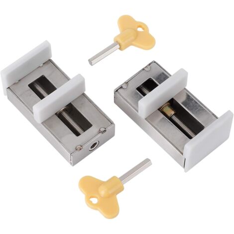 2pcs with key, aluminum alloy door frame security lock, adjustable sliding double window lock, steel security locks, child safety limiter (1/5)