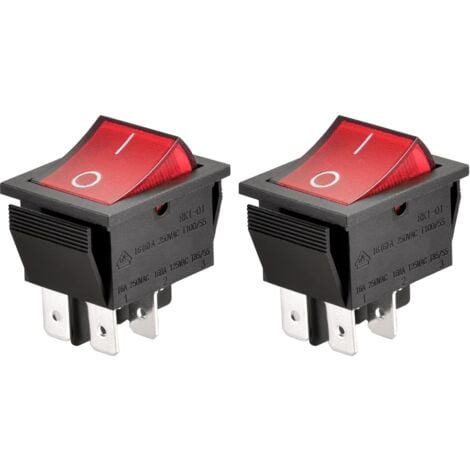 4-Pin ON/OFF Rocker Switch, Red Light (2-Pack)