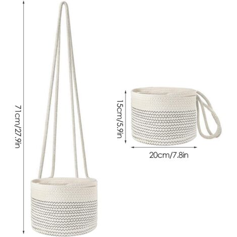 Plant Basket 2 Pack Hanging Rope Plant Basket Macrame Flower Basket Cotton Rope for Balcony Decoration Cover Storage Basket Plant Container