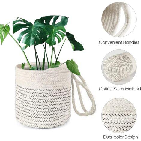 Plant Basket 2 Pack Hanging Rope Plant Basket Macrame Flower Basket Cotton Rope for Balcony Decoration Cover Storage Basket Plant Container