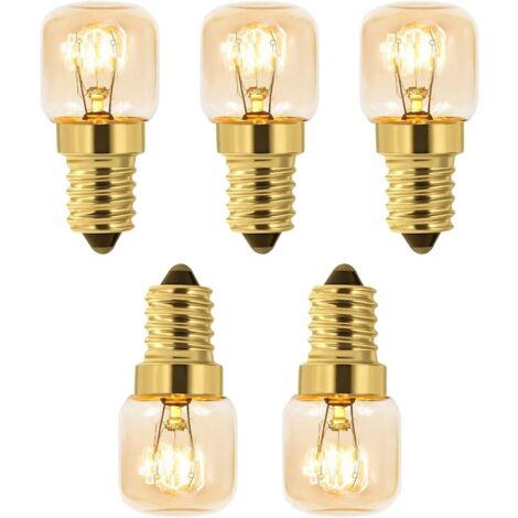 Set of 5 salt bulbs 15 W E14 T22, warm white light bulb 2700 K, 80 LM, AC 230 V, oven bulb 15 W 300 °, for oven, refrigerator, salt lamp, grill ovens