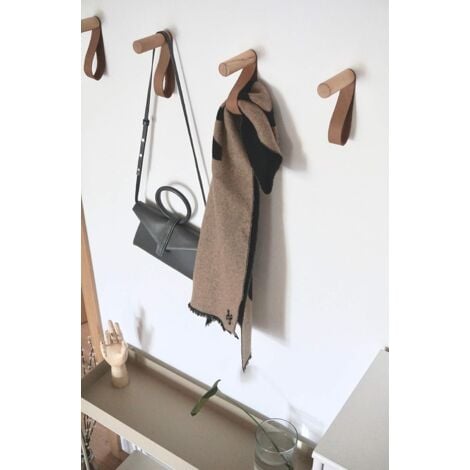 Leather Wall Hooks, Wooden Wall Hooks, Wall Coat Rack for Hanging