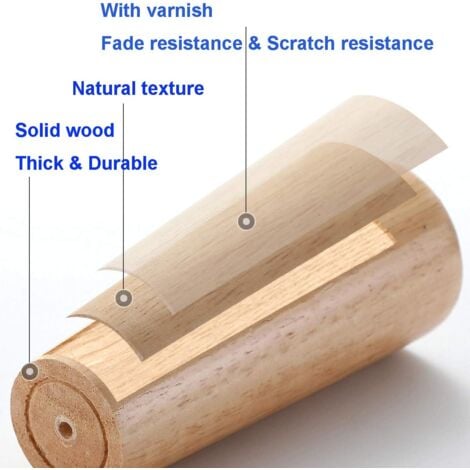 Wooden Furniture Legs, 4 Pack Solid Wood Sofa Leg, Wooden Bed Leg, Wooden Cabinet Leg for Sofa, TV Cabinet, Coffee Table, Bed Leg, 6 cm