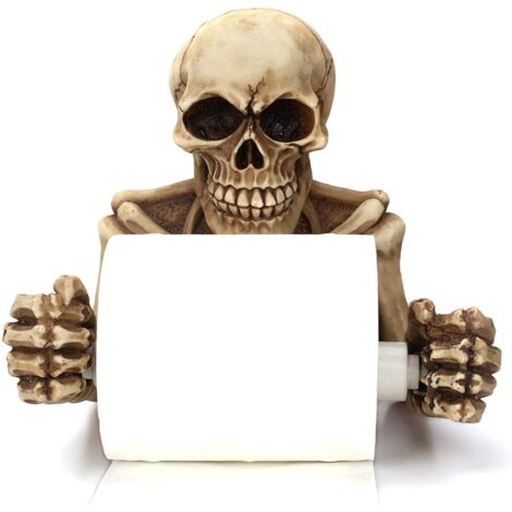 Decorative Skeleton Skulls Toilet Paper Holder, Scary Halloween Decorations, Bathroom Wall Plate Accessories (1/5)