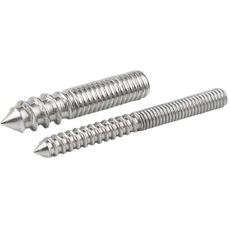 TIDTALEO 40-Pack Double-Ended Dowel Screws – M6 X 60mm, Zinc Galvanized, Self-Tapping – Carbon Steel Wood Connector Bolts – For Furniture, Table Legs, Machinery & Bridges