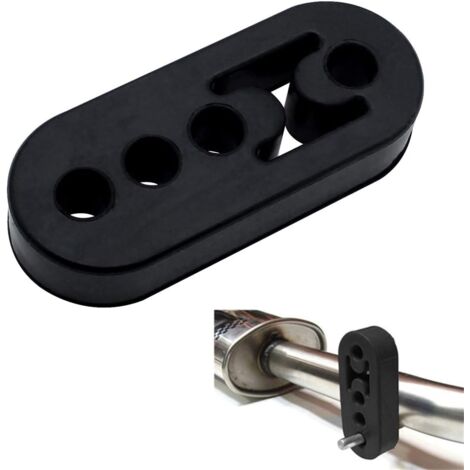 2pcs Black Rubber Exhaust Mount Bracket Universal Replacement Bushing Installation with 4 12mm Holes for Exhaust Pipe Hanger or Other Parts (1/5)