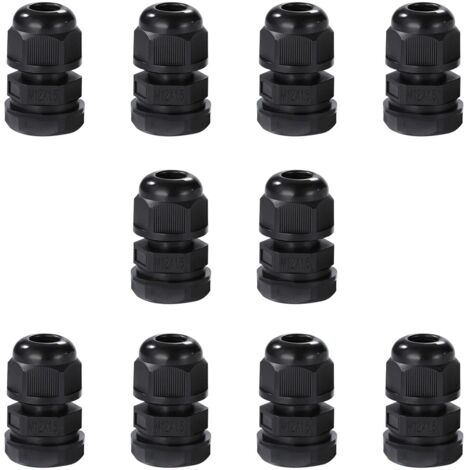 10pcs IP68 waterproof M12 cable glands, waterproof nylon cable connectors with lock nut and washer for 3mm to 6.5mm cable. (M12)