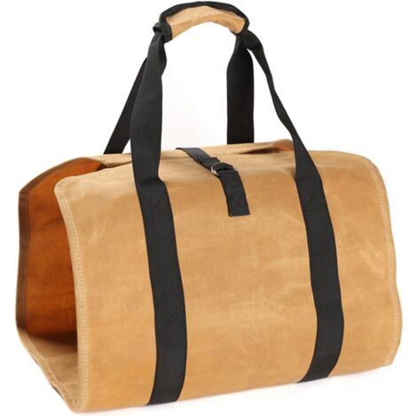 Canvas Firewood Bag, Log Basket, Firewood Storage Bag with Handles, Large Capacity for Fireplace Log Transport (98  43 cm)