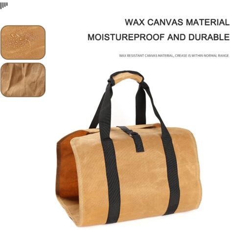 Canvas Firewood Bag, Log Basket, Firewood Storage Bag with Handles, Large Capacity for Fireplace Log Transport (98  43 cm)