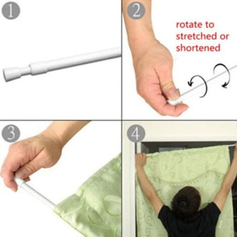 Extendable Curtain Rod, Extendable Tension Rod, Easy to Install for Net Curtains, Extendable Telescopic Rods for Shower Curtain, Bathtub, Door Cabinets