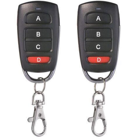 2pcs Universal Garage Door Cloning Key Fob Remote Control 433MHz 4-Button Cloner for Garage Door, Electric Gate etc