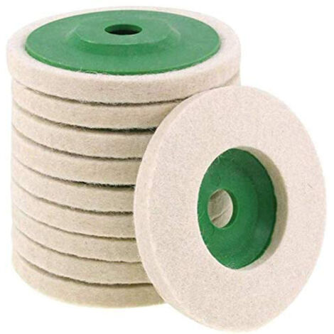 Pack of 10 Wool Felt Polishing Discs for 10 cm Angle Grinders - Green