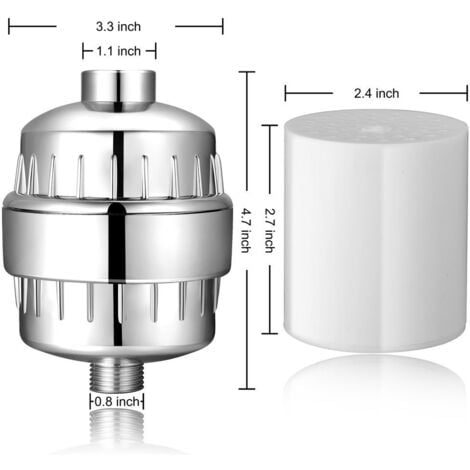 15-stage anti-limescale shower filter with vitamin C - High flow shower filter to remove chlorine and fluoride - 2 cartridges included - Shower filter