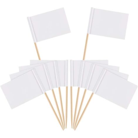 Blank toothpick flags, cheese markers, white flags, label markers (100) (1/5)