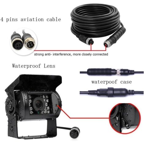 4 Pin Camera Module 12V-24V 4-Pin Rear View Camera with 18 IR LEDs Waterproof Night Vision ...