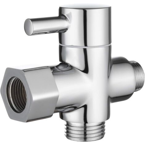 Solid Brass 3-Way Valve 3/8"-12/17 T-Diverter Valve Adapter for WC Toilet Chrome DSF007D (1/5)