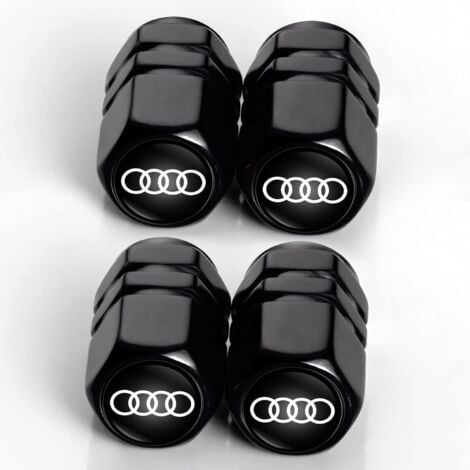 4pcs Car Valve Caps, Metal Car Valve Caps with Logo, Compatible with Audi A1 A3 RS3 A4 A5 A6 A7 RS7 A8 Q3 Q5 Q7 R8 S Series, Tire Accessories, Black