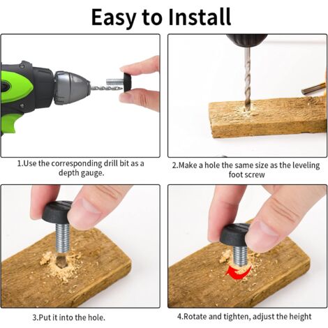 22pcs Adjustable Furniture Leveling Feet, M8 x 20mm Screw Leveling Feet Floor Protector Round Base Chair Leg Screws