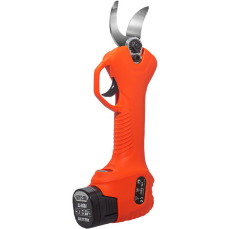 Battery Powered Pruning Shears, Electric Pruning Shears, Cordless Electric Pruning Shears with Brushless Motor, 1 Pack, 2 Ah Rechargeable Lithium Battery, Cutting Diameter 25 mm (Orange)