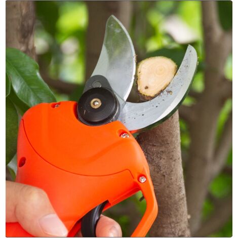 Battery Powered Pruning Shears, Electric Pruning Shears, Cordless Electric Pruning Shears with Brushless Motor, 1 Pack, 2 Ah Rechargeable Lithium Battery, Cutting Diameter 25 mm (Orange)