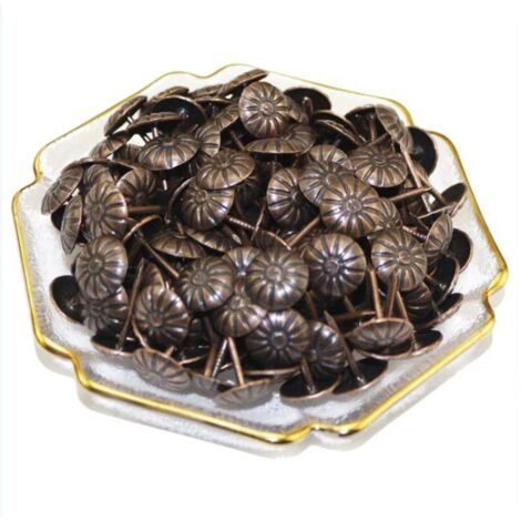 Bronze Decorative Nails, Retro Antique Decorative Nails, Upholstery Nails, Decorative Furniture Nails for Reinforcing and Decorating Sofas, Beds, Cabinets, Walls, Woodwork, Red Bronze, 11x16mm, 100pcs