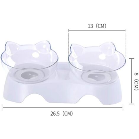 Double Cat Bowls, Orthopedic Pet Bowl Anti Vomiting, Kitty's Food and Water Bowl, Dog Bowl, Slanted Cat Bowl Protects Spine, 15° Tilted Bowl