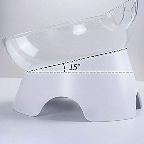 Double Cat Bowls, Orthopedic Pet Bowl Anti Vomiting, Kitty's Food and Water Bowl, Dog Bowl, Slanted Cat Bowl Protects Spine, 15° Tilted Bowl