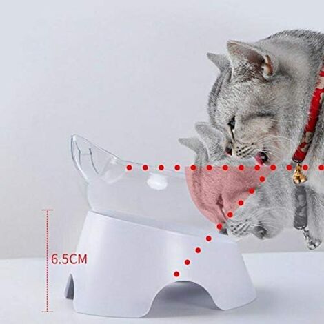 Double Cat Bowls, Orthopedic Pet Bowl Anti Vomiting, Kitty's Food and Water Bowl, Dog Bowl, Slanted Cat Bowl Protects Spine, 15° Tilted Bowl