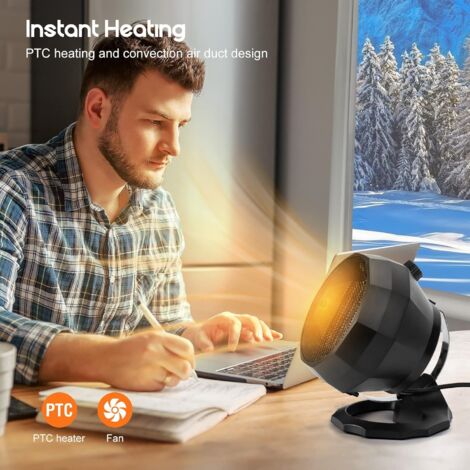 1800W Space Heater, PTC Ceramic Fan Heater, Electric Heater, Smart Thermostat, Three Heating Settings, Bathroom Heater Fan for Hoom Bathroom (Black)