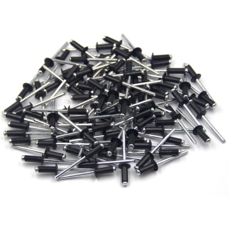 Metal Magery 100-Pack Black Aluminum Open End Pop Rivets – 4-2, 1/8 Inch Diameter, 1/16-1/8 Inch Grip Range, Corrosion-Resistant For Marine, Aircraft & Automotive
