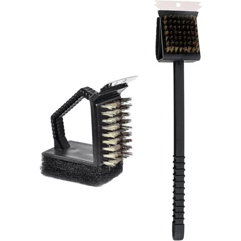 Grill Cleaning Brushes, 2 Pack Grill Brush, Grill Cleaning Brush, 3-in-1 Grill Brushes with Built-in Steel Scraper for Easier and More Efficient Cleaning (1/5)